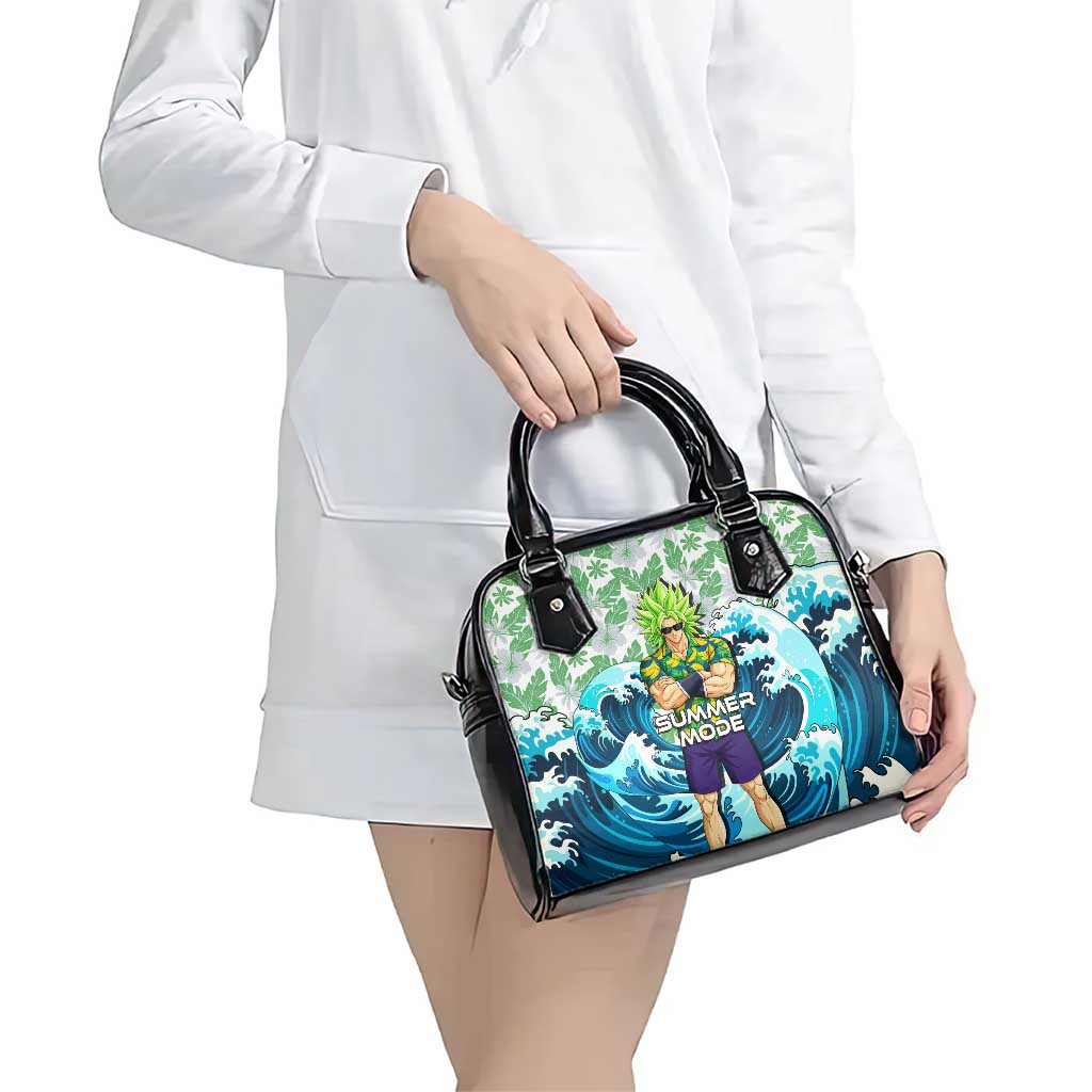 Broly Dragon Ball Summer Theme Shoulder Handbag with Banana Shirt Sunglasses Shenron and Tropical Ocean Background - The Mazicc