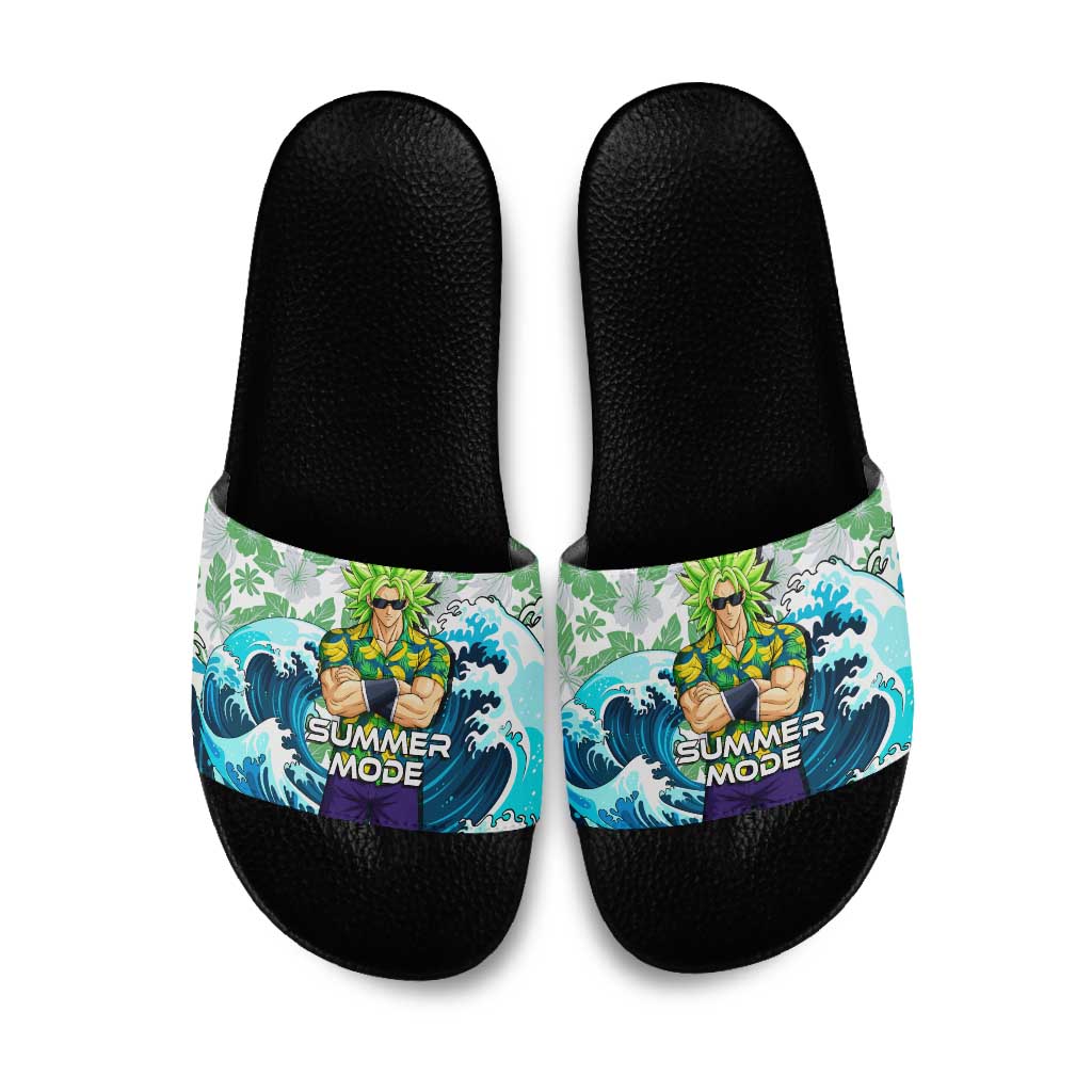 Broly Dragon Ball Summer Theme Slide Sandals with Banana Shirt Sunglasses Shenron and Tropical Ocean Background - The Mazicc