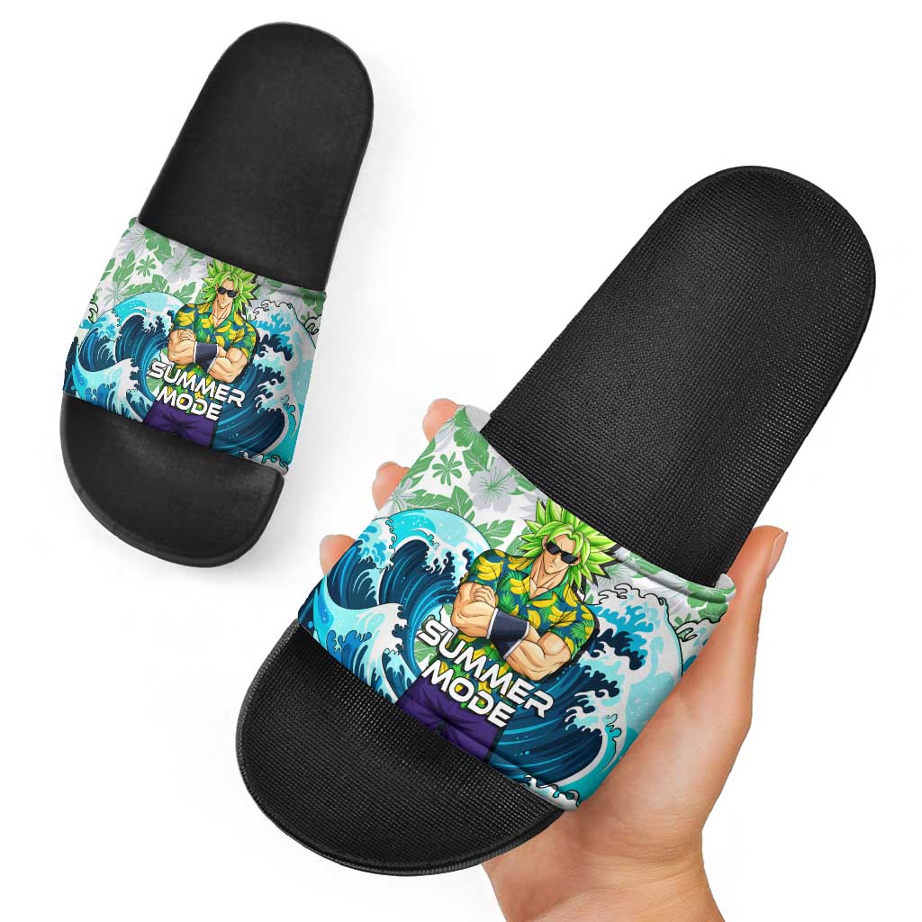 Broly Dragon Ball Summer Theme Slide Sandals with Banana Shirt Sunglasses Shenron and Tropical Ocean Background - The Mazicc