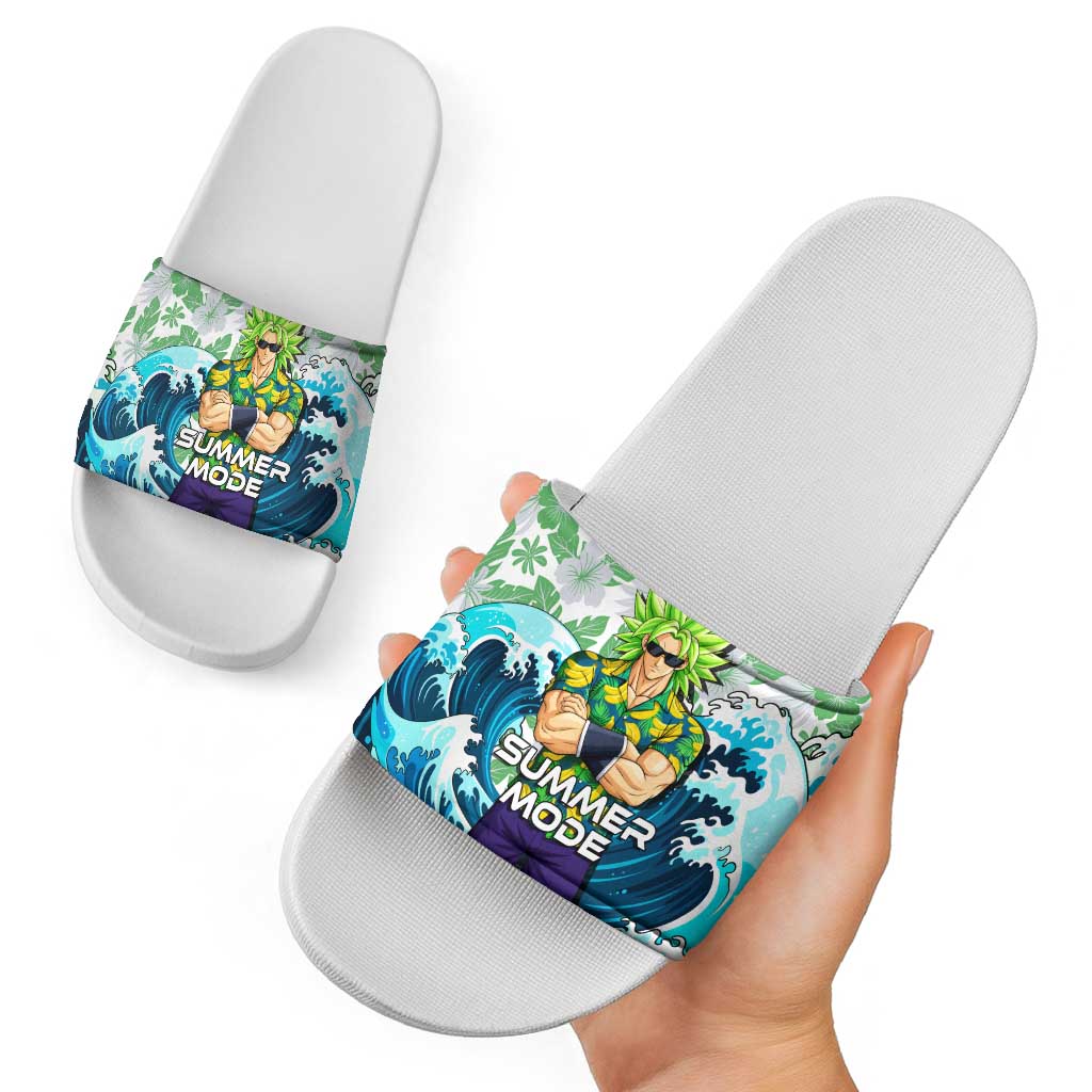 Broly Dragon Ball Summer Theme Slide Sandals with Banana Shirt Sunglasses Shenron and Tropical Ocean Background - The Mazicc