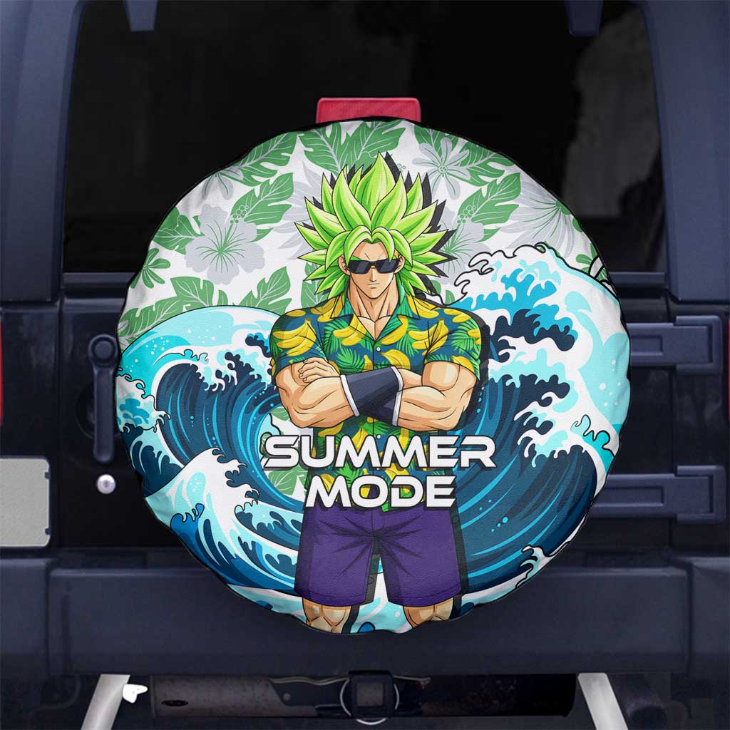 Broly Dragon Ball Summer Theme Spare Tire Cover with Banana Shirt Sunglasses Shenron and Tropical Ocean Background - The Mazicc