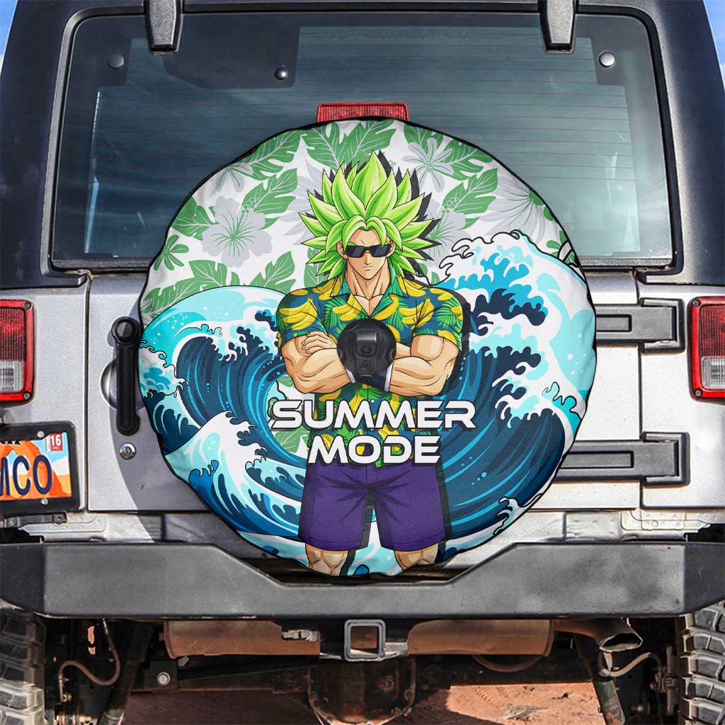Broly Dragon Ball Summer Theme Spare Tire Cover with Banana Shirt Sunglasses Shenron and Tropical Ocean Background - The Mazicc