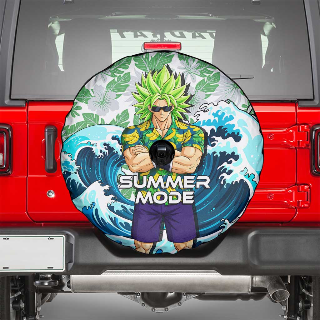 Broly Dragon Ball Summer Theme Spare Tire Cover with Banana Shirt Sunglasses Shenron and Tropical Ocean Background - The Mazicc