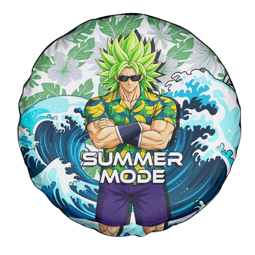 Broly Dragon Ball Summer Theme Spare Tire Cover with Banana Shirt Sunglasses Shenron and Tropical Ocean Background - The Mazicc