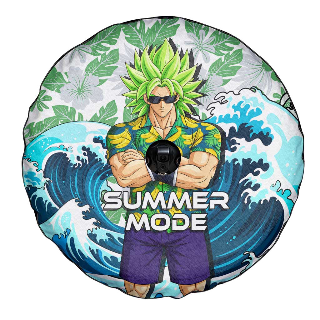 Broly Dragon Ball Summer Theme Spare Tire Cover with Banana Shirt Sunglasses Shenron and Tropical Ocean Background - The Mazicc