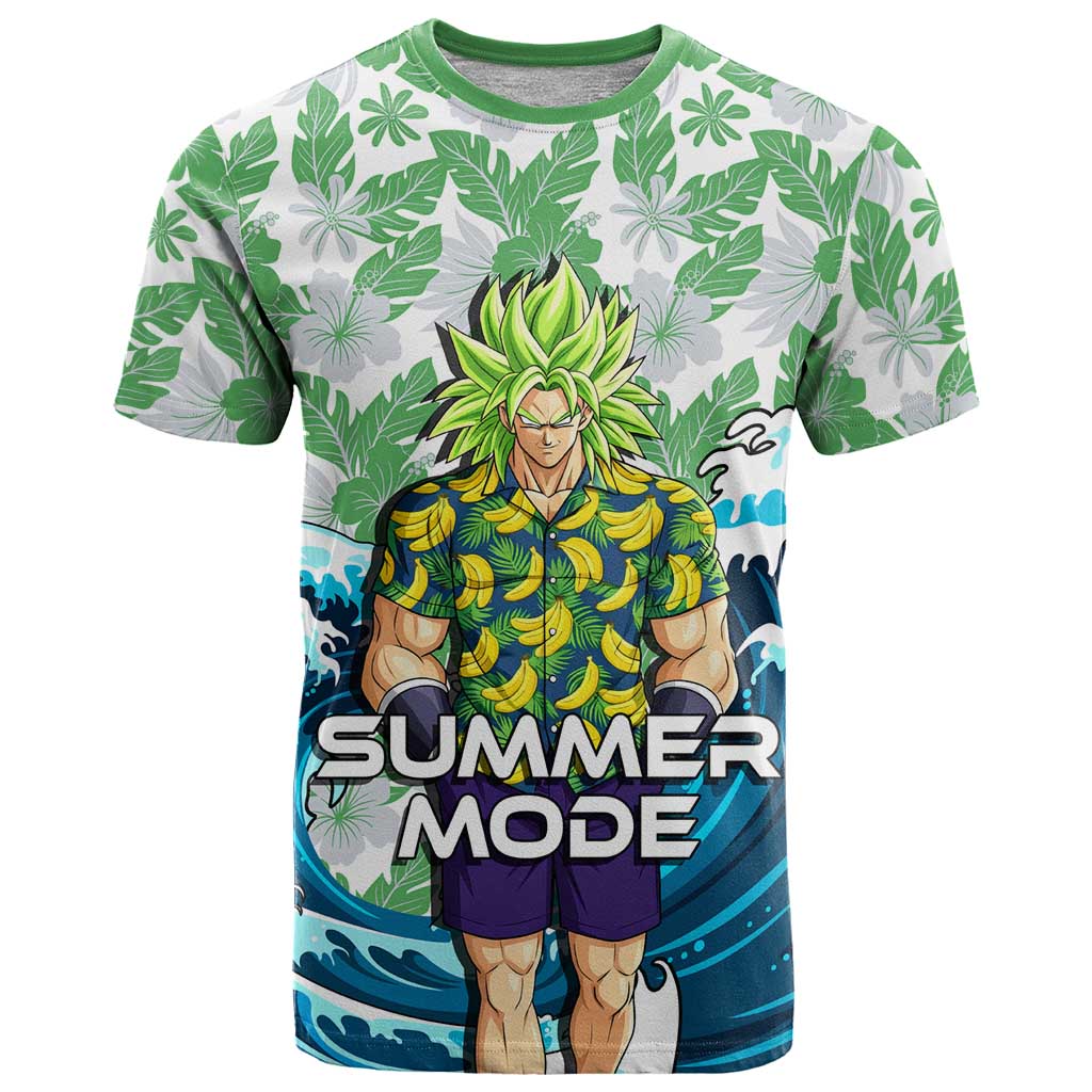 Broly Dragon Ball Summer Theme T Shirt with Banana Shirt Sunglasses Shenron and Tropical Ocean Background - The Mazicc