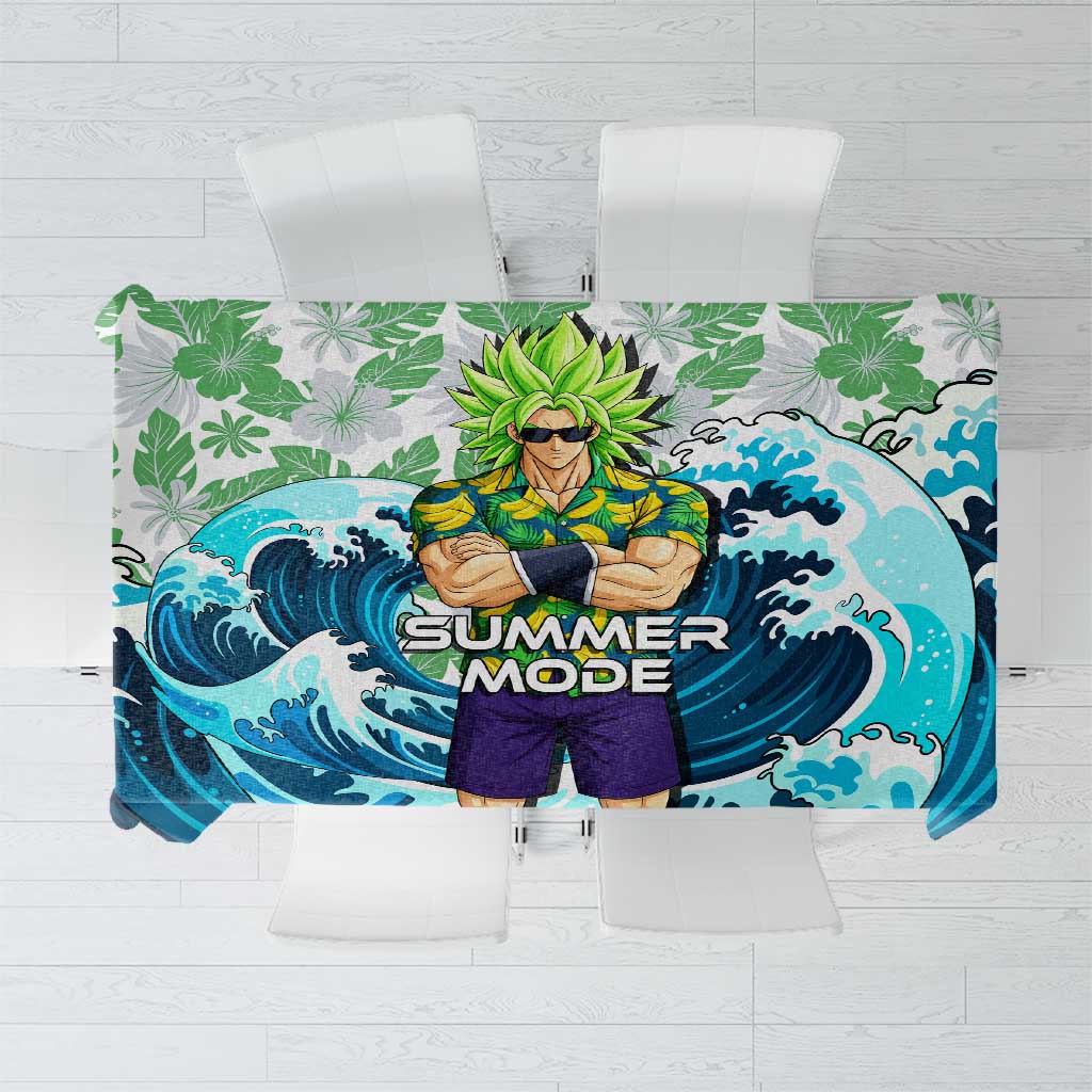 Broly Dragon Ball Summer Theme Tablecloth with Banana Shirt Sunglasses Shenron and Tropical Ocean Background - The Mazicc