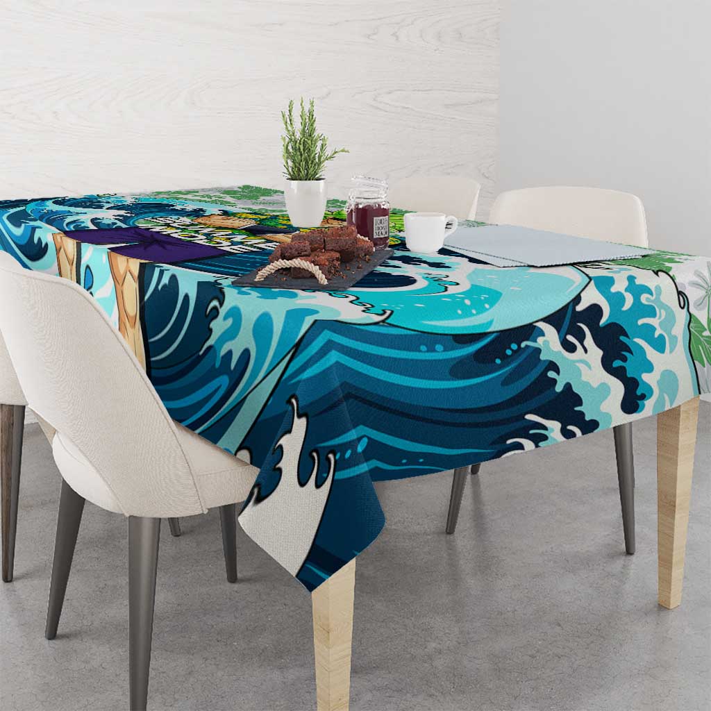 Broly Dragon Ball Summer Theme Tablecloth with Banana Shirt Sunglasses Shenron and Tropical Ocean Background - The Mazicc