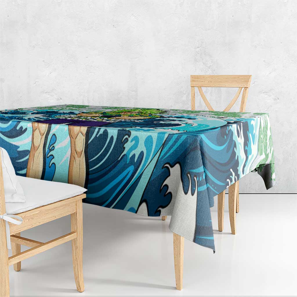 Broly Dragon Ball Summer Theme Tablecloth with Banana Shirt Sunglasses Shenron and Tropical Ocean Background - The Mazicc