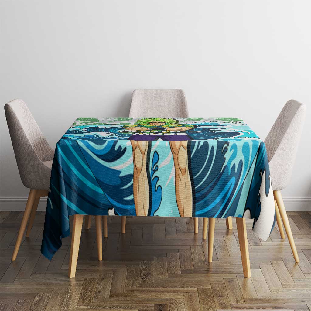 Broly Dragon Ball Summer Theme Tablecloth with Banana Shirt Sunglasses Shenron and Tropical Ocean Background - The Mazicc