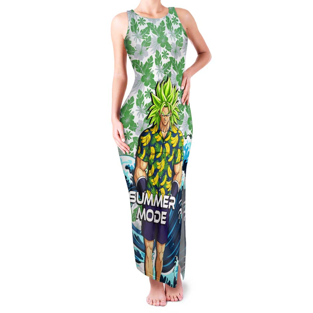 Broly Dragon Ball Summer Theme Tank Maxi Dress with Banana Shirt Sunglasses Shenron and Tropical Ocean Background - The Mazicc
