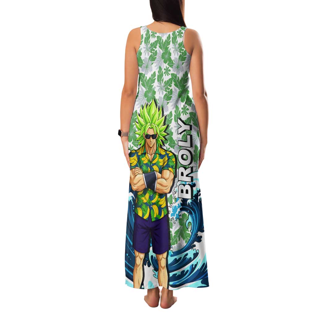 Broly Dragon Ball Summer Theme Tank Maxi Dress with Banana Shirt Sunglasses Shenron and Tropical Ocean Background - The Mazicc