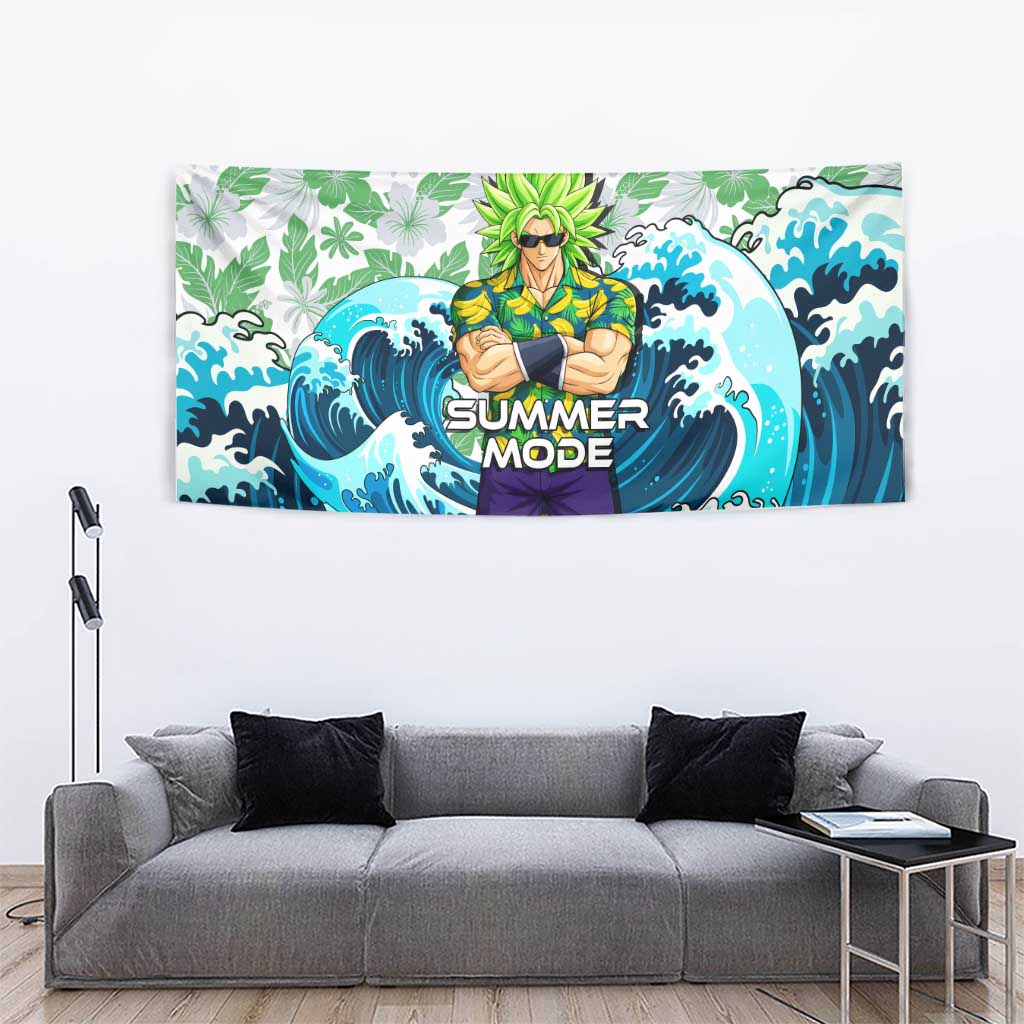 Broly Dragon Ball Summer Theme Tapestry with Banana Shirt Sunglasses Shenron and Tropical Ocean Background - The Mazicc