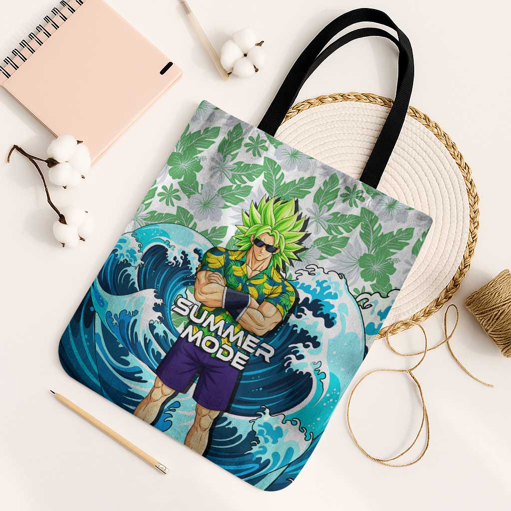 Broly Dragon Ball Summer Theme Tote Bag with Banana Shirt Sunglasses Shenron and Tropical Ocean Background - The Mazicc