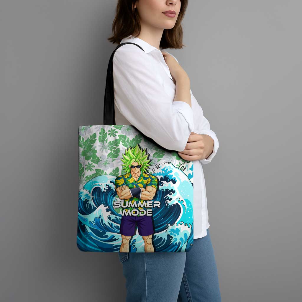 Broly Dragon Ball Summer Theme Tote Bag with Banana Shirt Sunglasses Shenron and Tropical Ocean Background - The Mazicc