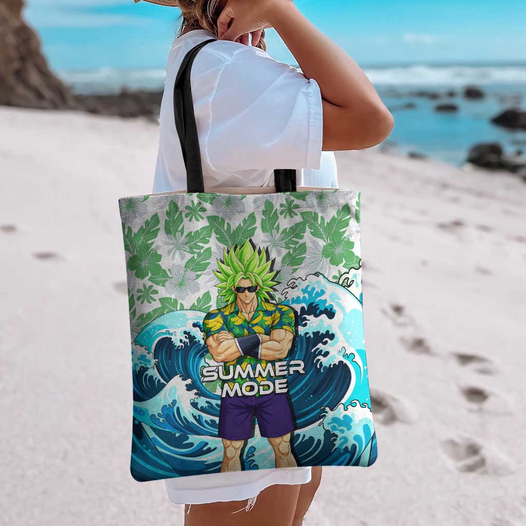 Broly Dragon Ball Summer Theme Tote Bag with Banana Shirt Sunglasses Shenron and Tropical Ocean Background - The Mazicc