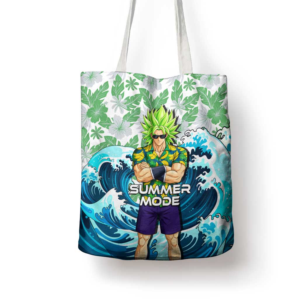 Broly Dragon Ball Summer Theme Tote Bag with Banana Shirt Sunglasses Shenron and Tropical Ocean Background - The Mazicc