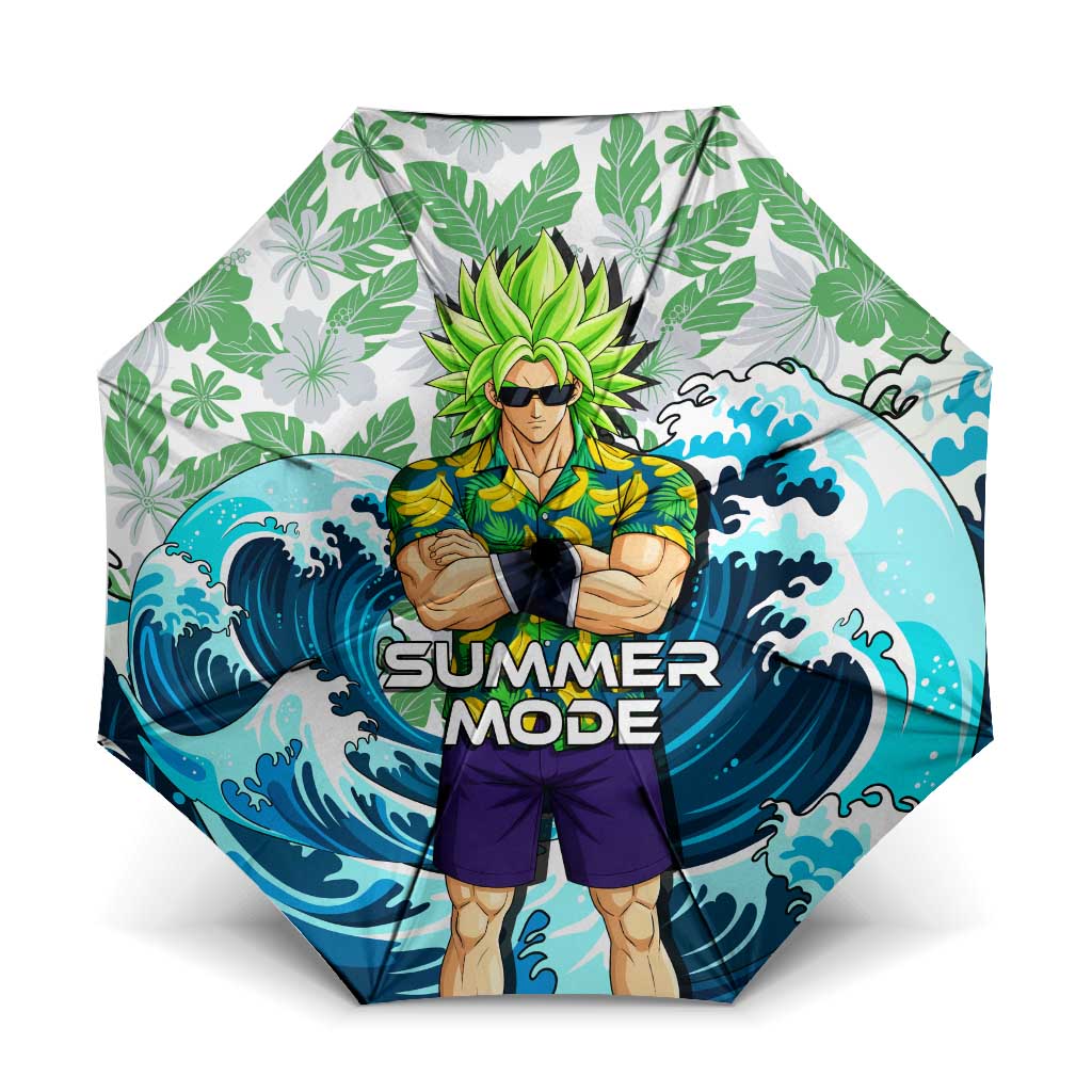 Broly Dragon Ball Summer Theme Umbrella with Banana Shirt Sunglasses Shenron and Tropical Ocean Background - The Mazicc