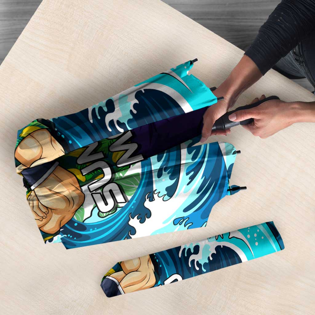Broly Dragon Ball Summer Theme Umbrella with Banana Shirt Sunglasses Shenron and Tropical Ocean Background - The Mazicc