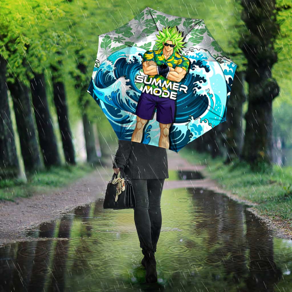 Broly Dragon Ball Summer Theme Umbrella with Banana Shirt Sunglasses Shenron and Tropical Ocean Background - The Mazicc