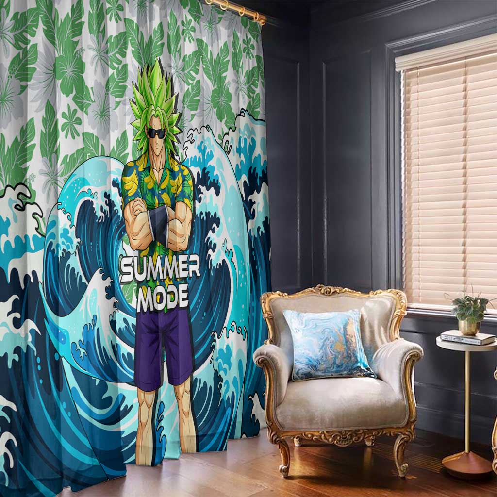 Broly Dragon Ball Summer Theme Window Curtain with Banana Shirt Sunglasses Shenron and Tropical Ocean Background - The Mazicc