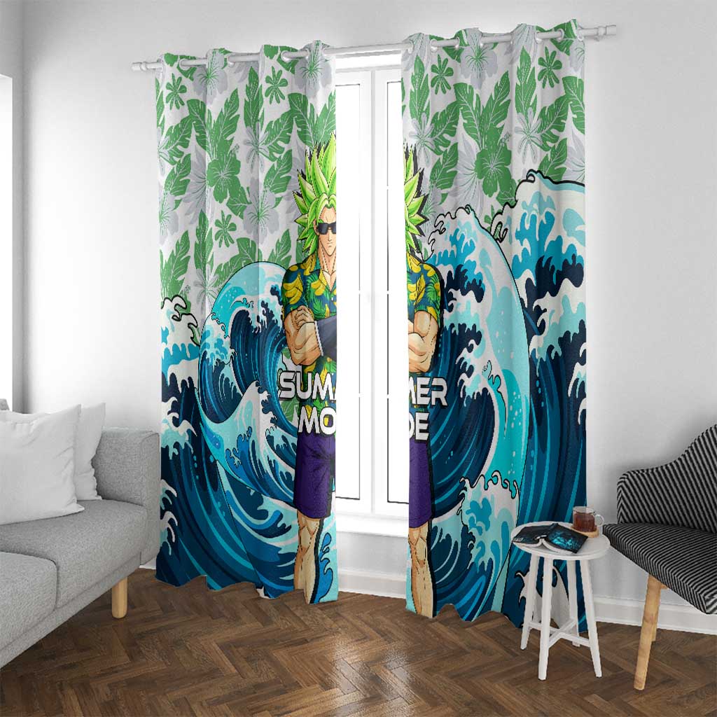 Broly Dragon Ball Summer Theme Window Curtain with Banana Shirt Sunglasses Shenron and Tropical Ocean Background - The Mazicc