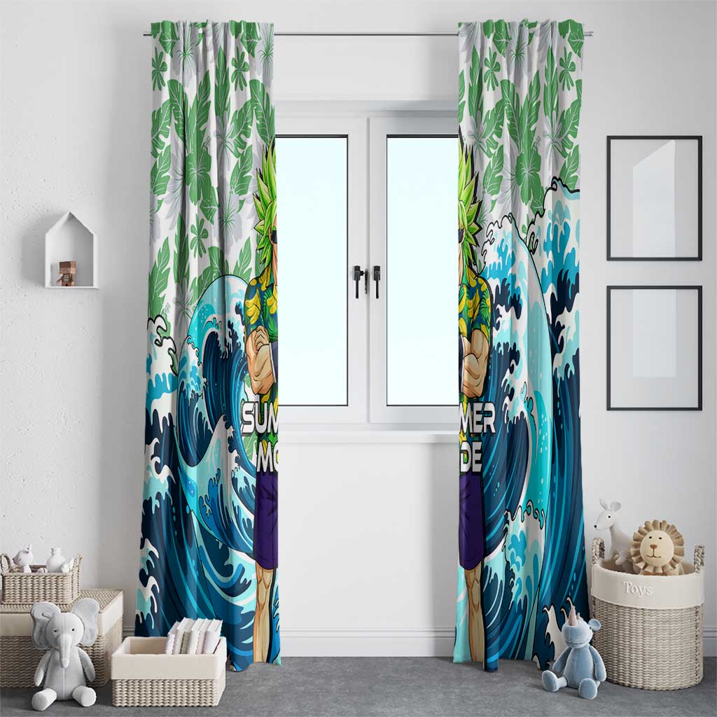 Broly Dragon Ball Summer Theme Window Curtain with Banana Shirt Sunglasses Shenron and Tropical Ocean Background - The Mazicc