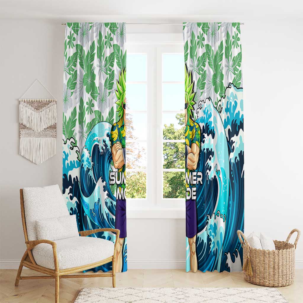 Broly Dragon Ball Summer Theme Window Curtain with Banana Shirt Sunglasses Shenron and Tropical Ocean Background - The Mazicc