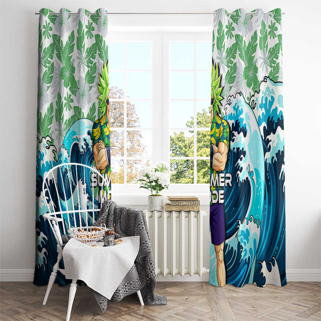 Broly Dragon Ball Summer Theme Window Curtain with Banana Shirt Sunglasses Shenron and Tropical Ocean Background - The Mazicc