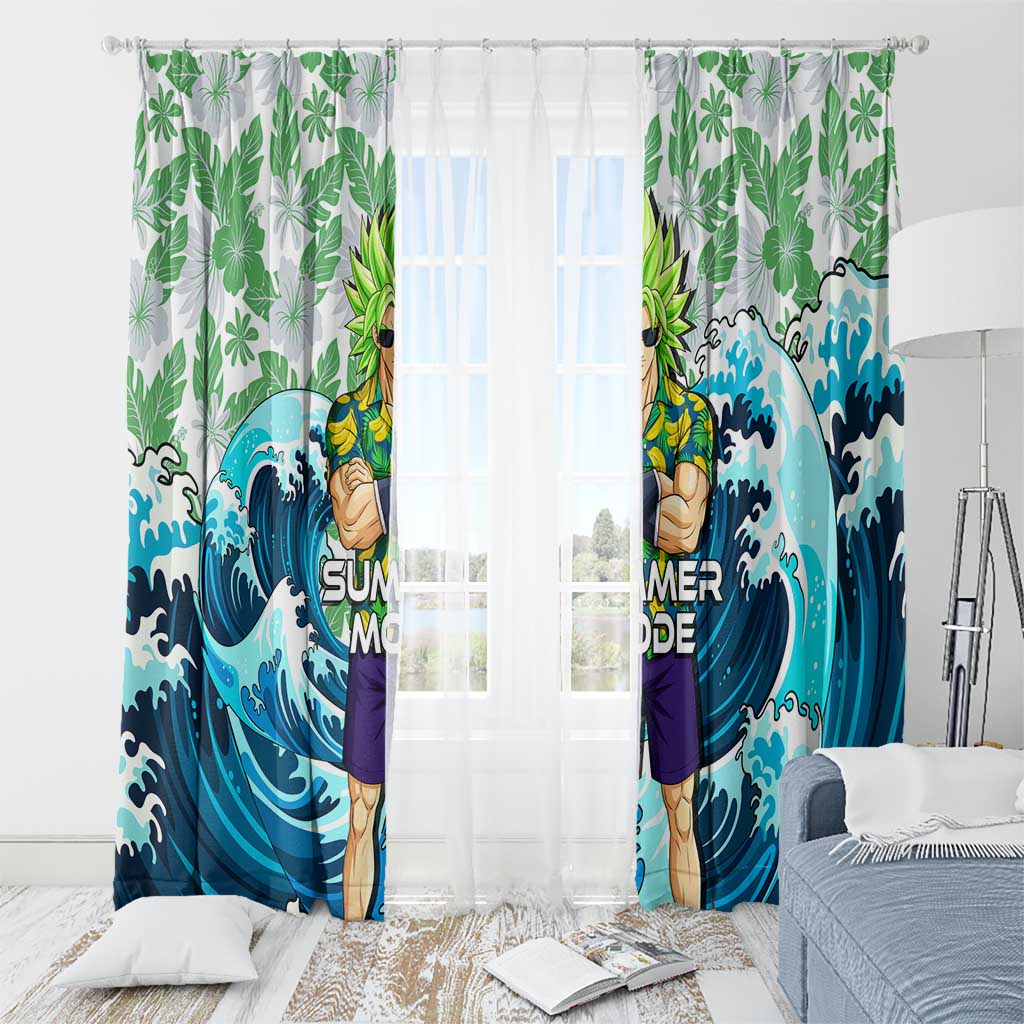 Broly Dragon Ball Summer Theme Window Curtain with Banana Shirt Sunglasses Shenron and Tropical Ocean Background - The Mazicc