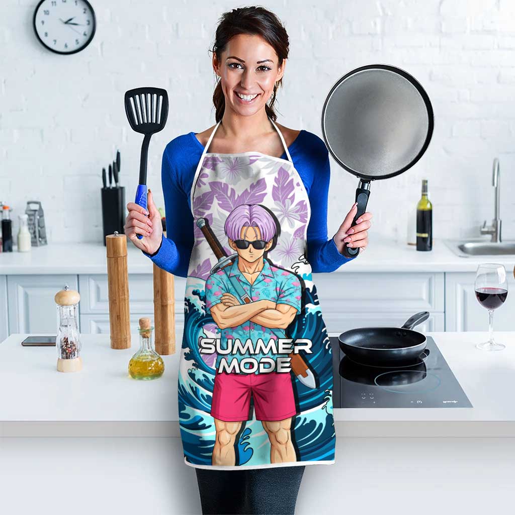 Trunks Dragon Ball Summer Theme Apron with Sword Floral Shirt Sunglasses Shenron and Ocean Wave Background - The Mazicc