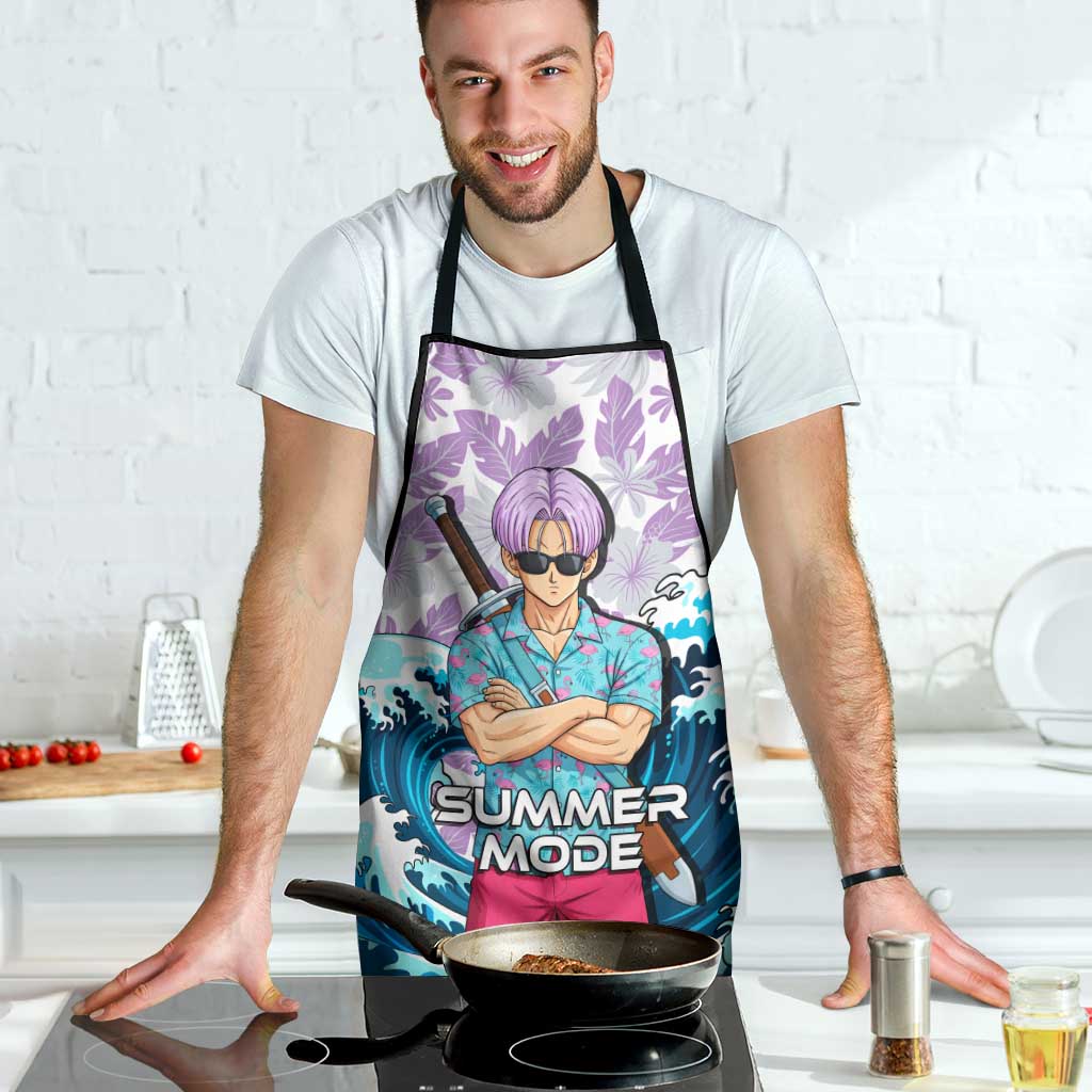 Trunks Dragon Ball Summer Theme Apron with Sword Floral Shirt Sunglasses Shenron and Ocean Wave Background - The Mazicc