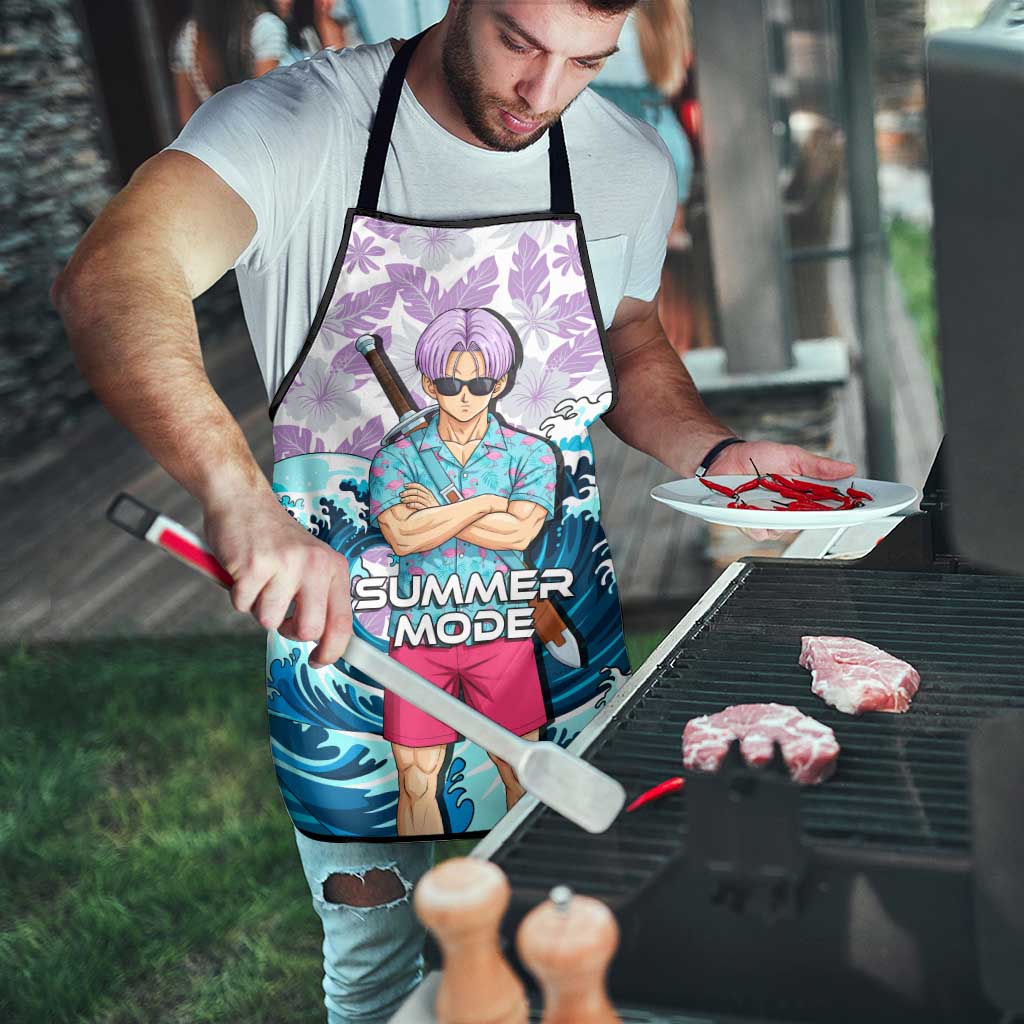 Trunks Dragon Ball Summer Theme Apron with Sword Floral Shirt Sunglasses Shenron and Ocean Wave Background - The Mazicc