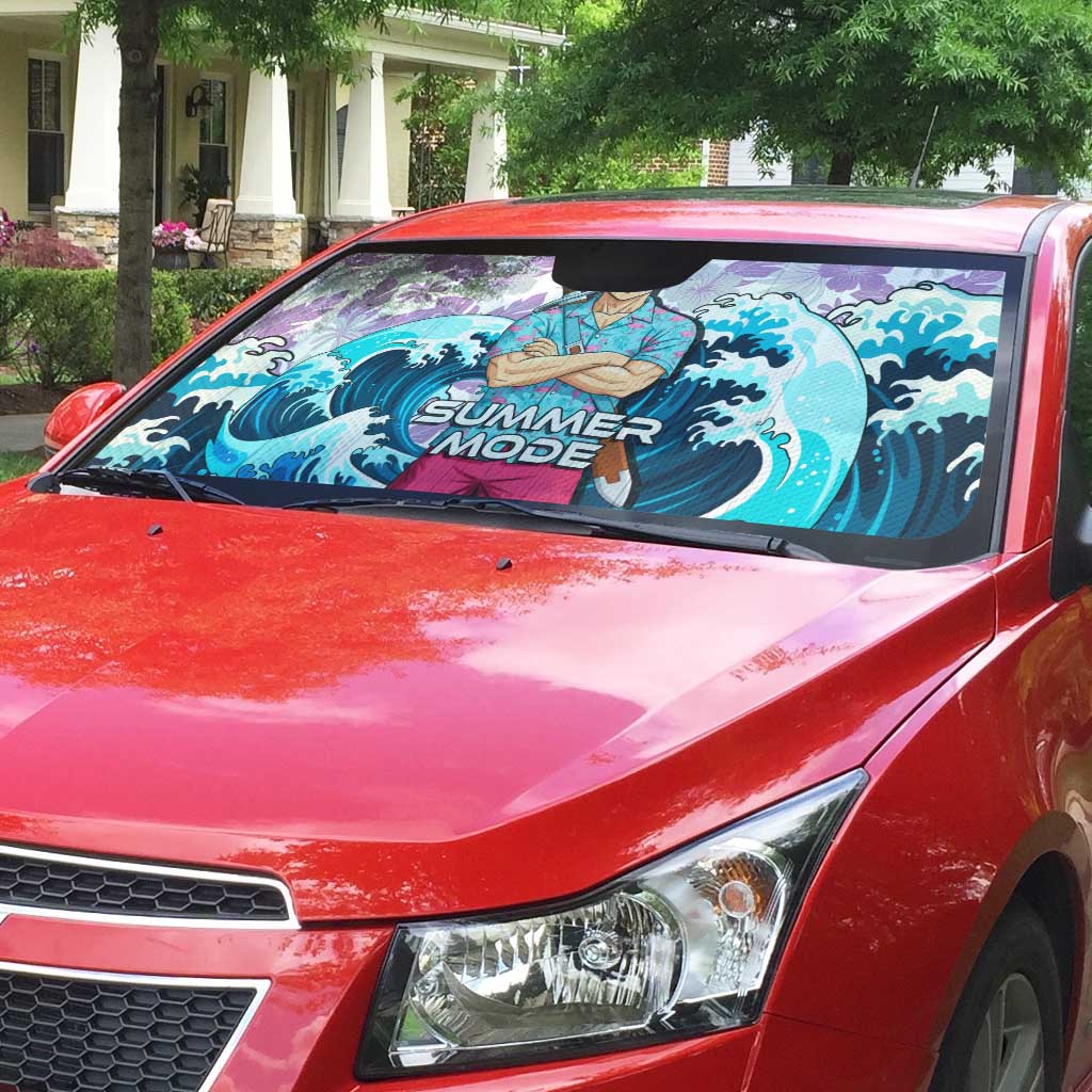 Trunks Dragon Ball Summer Theme Auto Sun Shade with Sword Floral Shirt Sunglasses Shenron and Ocean Wave Background - The Mazicc