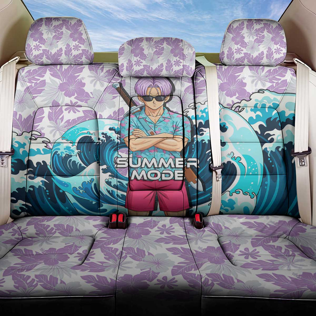 Trunks Dragon Ball Summer Theme Back Car Seat Cover with Sword Floral Shirt Sunglasses Shenron and Ocean Wave Background - The Mazicc
