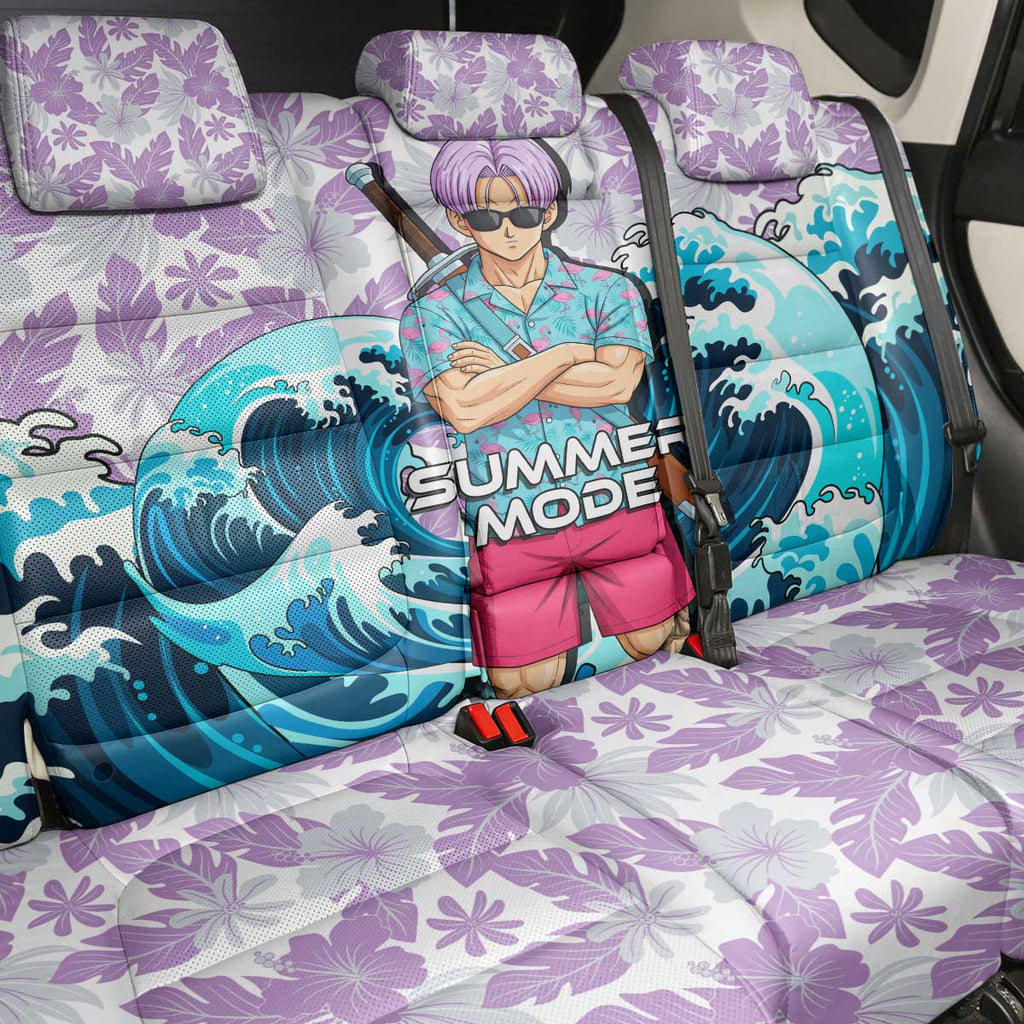 Trunks Dragon Ball Summer Theme Back Car Seat Cover with Sword Floral Shirt Sunglasses Shenron and Ocean Wave Background - The Mazicc