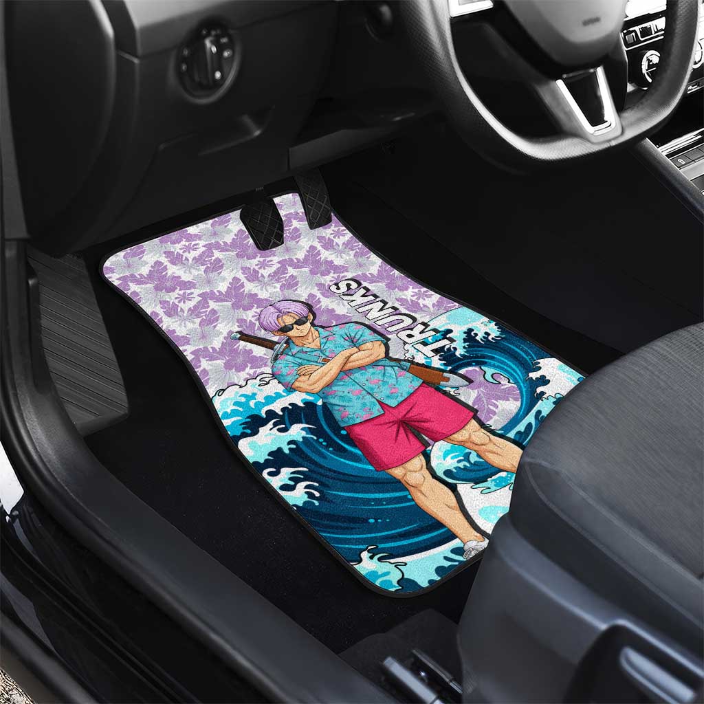Trunks Dragon Ball Summer Theme Car Mats with Sword Floral Shirt Sunglasses Shenron and Ocean Wave Background - The Mazicc