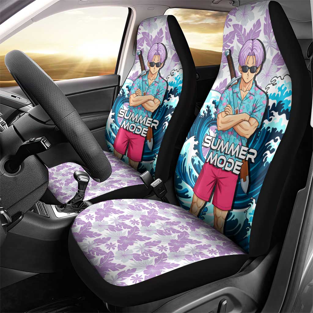 Trunks Dragon Ball Summer Theme Car Seat Cover with Sword Floral Shirt Sunglasses Shenron and Ocean Wave Background - The Mazicc