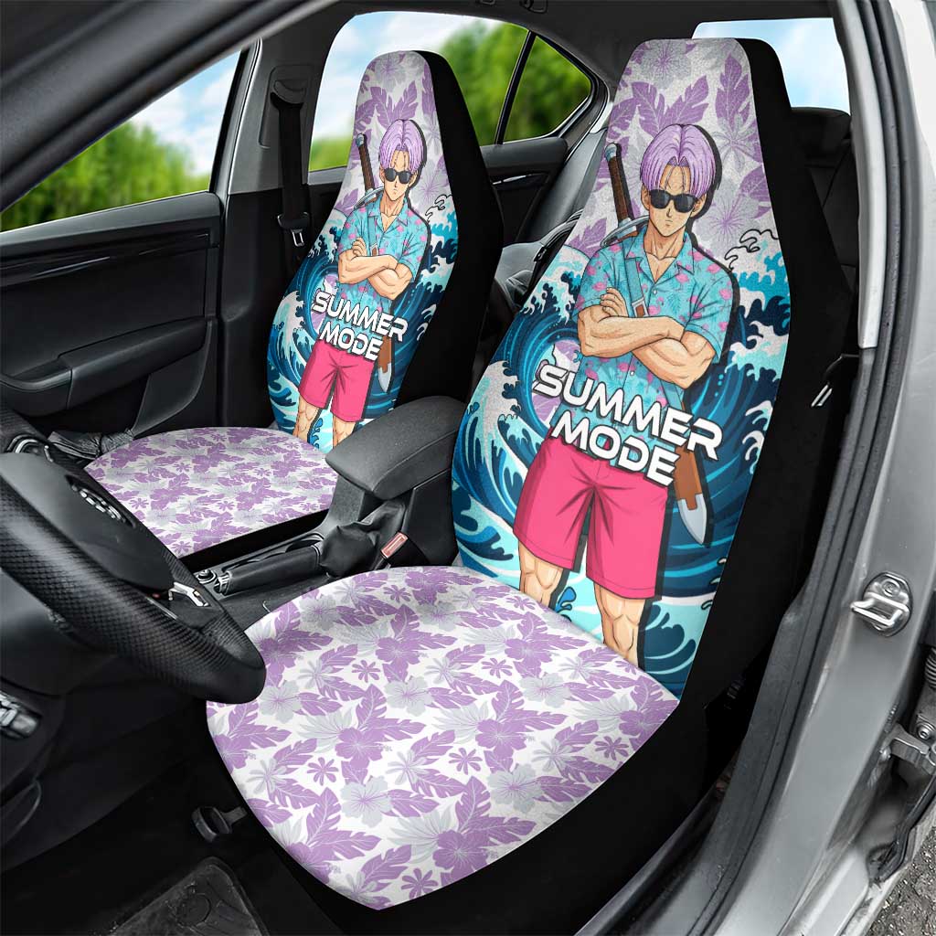 Trunks Dragon Ball Summer Theme Car Seat Cover with Sword Floral Shirt Sunglasses Shenron and Ocean Wave Background - The Mazicc