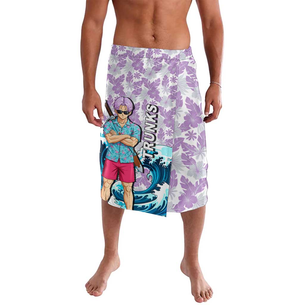 Trunks Dragon Ball Summer Theme Lavalava with Sword Floral Shirt Sunglasses Shenron and Ocean Wave Background - The Mazicc