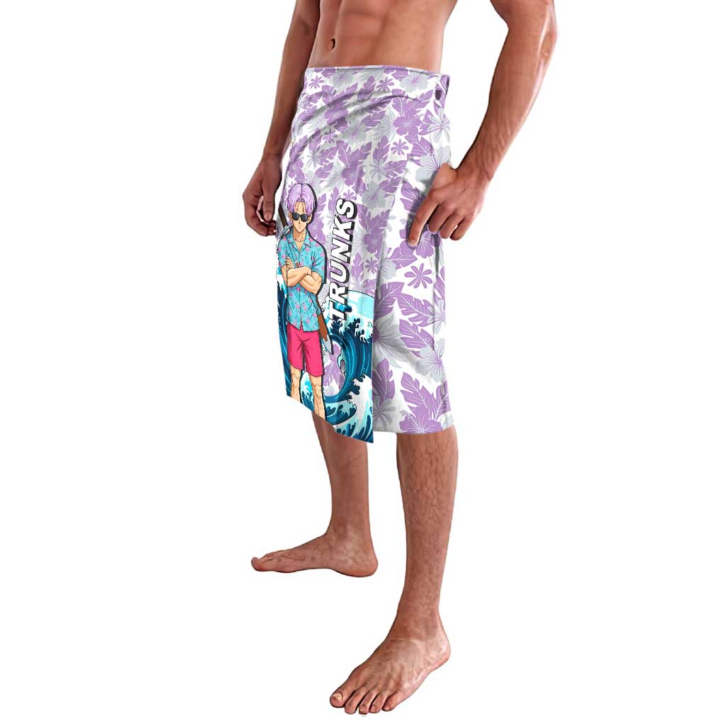 Trunks Dragon Ball Summer Theme Lavalava with Sword Floral Shirt Sunglasses Shenron and Ocean Wave Background - The Mazicc