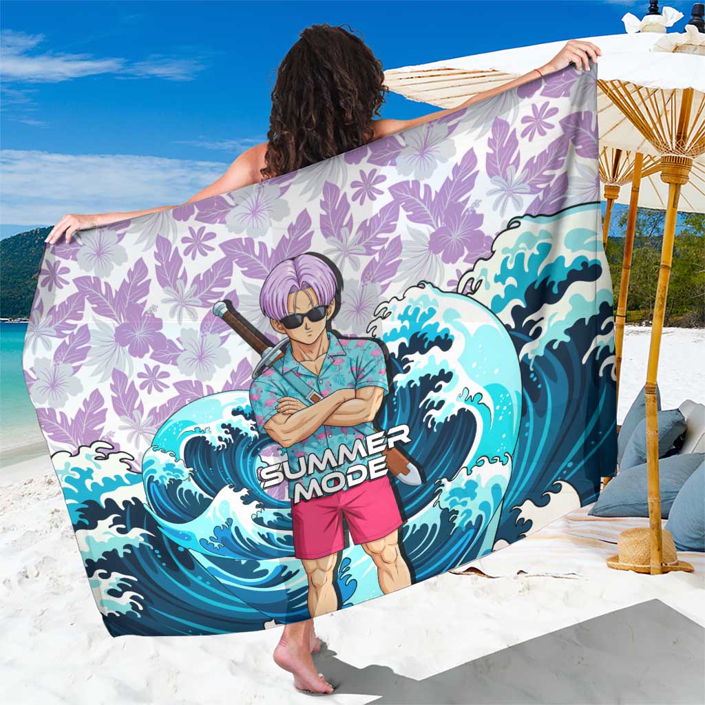 Trunks Dragon Ball Summer Theme Sarong with Sword Floral Shirt Sunglasses Shenron and Ocean Wave Background - The Mazicc