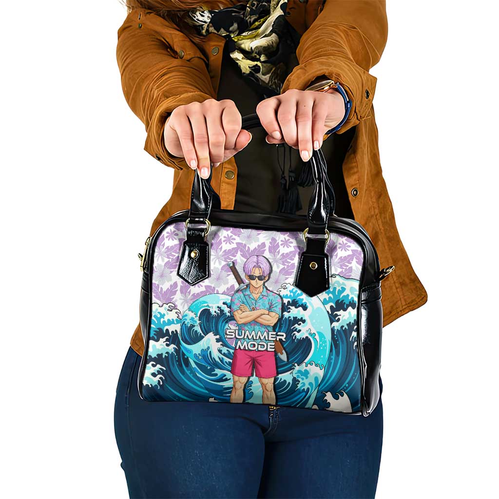 Trunks Dragon Ball Summer Theme Shoulder Handbag with Sword Floral Shirt Sunglasses Shenron and Ocean Wave Background - The Mazicc