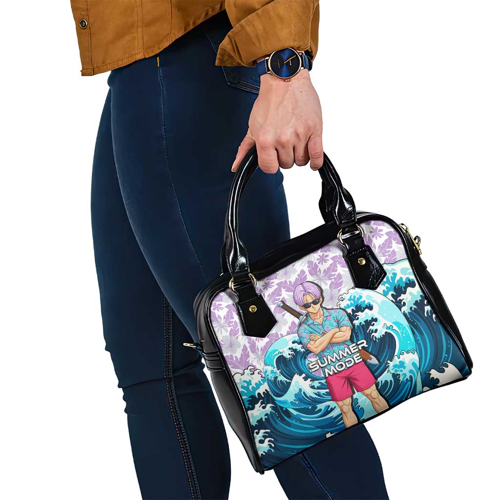 Trunks Dragon Ball Summer Theme Shoulder Handbag with Sword Floral Shirt Sunglasses Shenron and Ocean Wave Background - The Mazicc