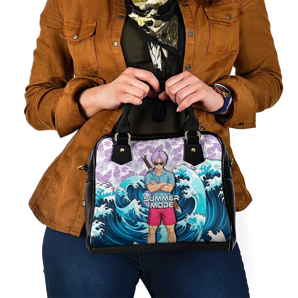 Trunks Dragon Ball Summer Theme Shoulder Handbag with Sword Floral Shirt Sunglasses Shenron and Ocean Wave Background - The Mazicc