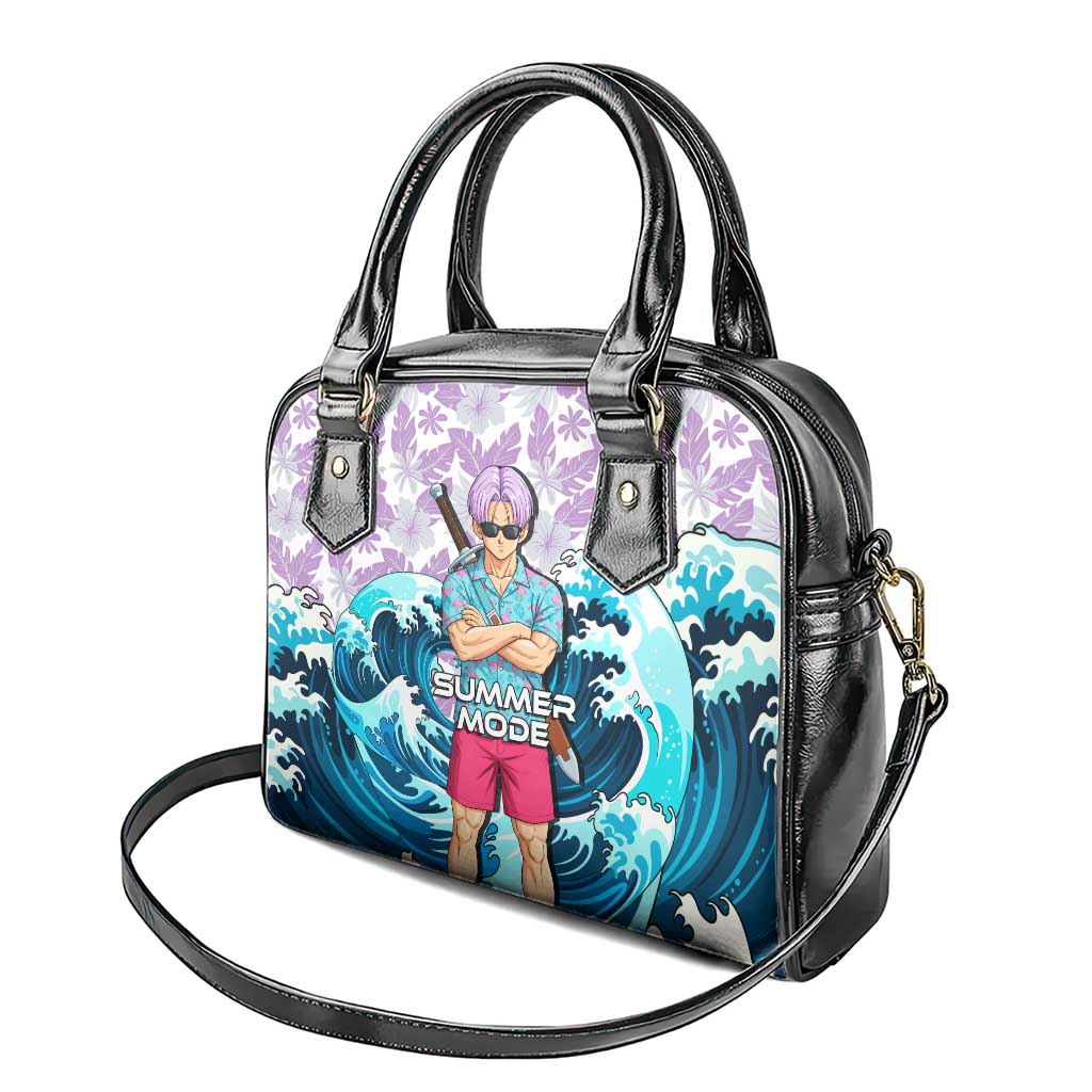 Trunks Dragon Ball Summer Theme Shoulder Handbag with Sword Floral Shirt Sunglasses Shenron and Ocean Wave Background - The Mazicc