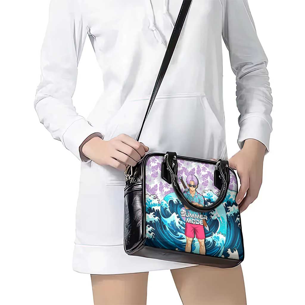 Trunks Dragon Ball Summer Theme Shoulder Handbag with Sword Floral Shirt Sunglasses Shenron and Ocean Wave Background - The Mazicc
