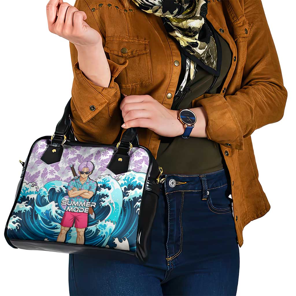 Trunks Dragon Ball Summer Theme Shoulder Handbag with Sword Floral Shirt Sunglasses Shenron and Ocean Wave Background - The Mazicc