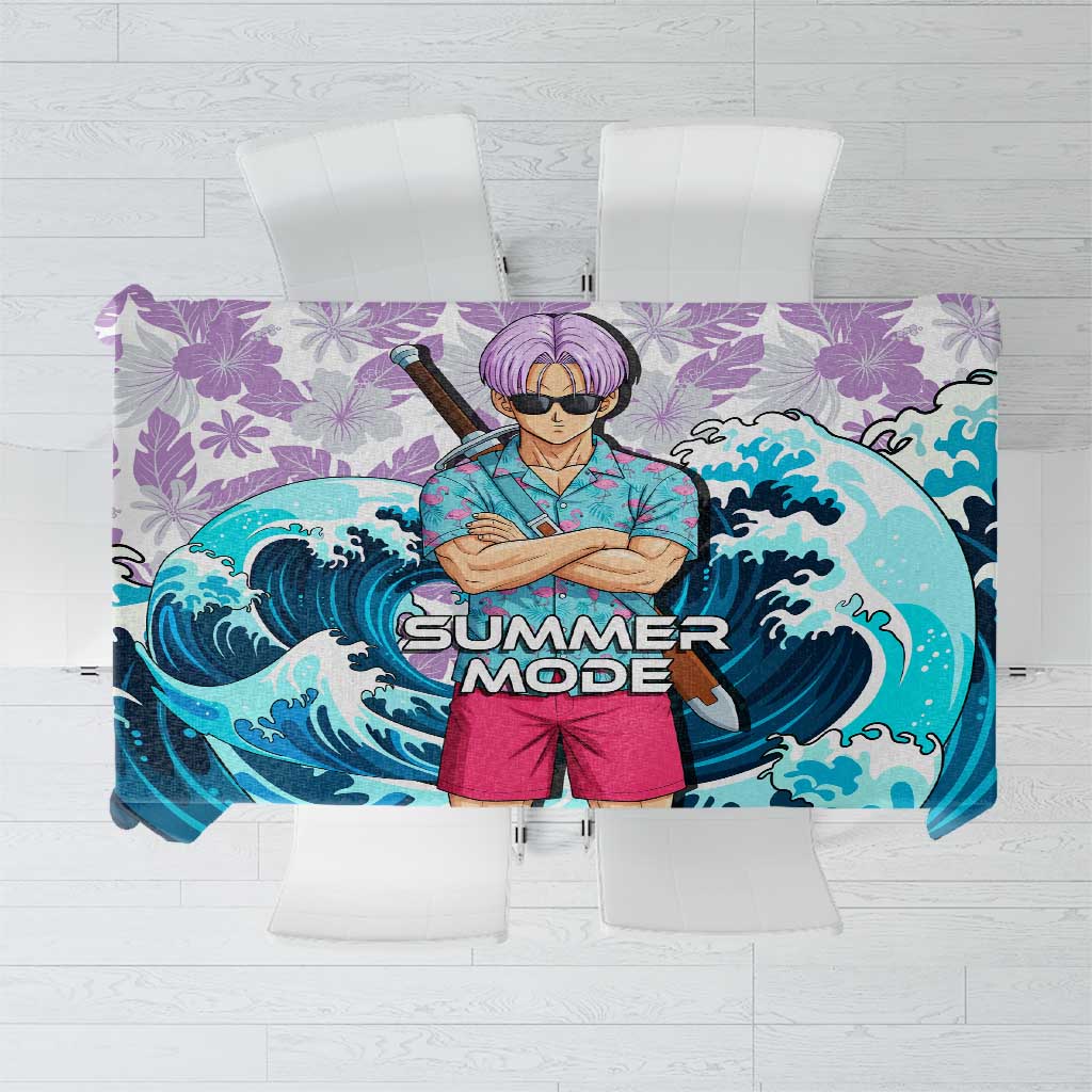 Trunks Dragon Ball Summer Theme Tablecloth with Sword Floral Shirt Sunglasses Shenron and Ocean Wave Background - The Mazicc