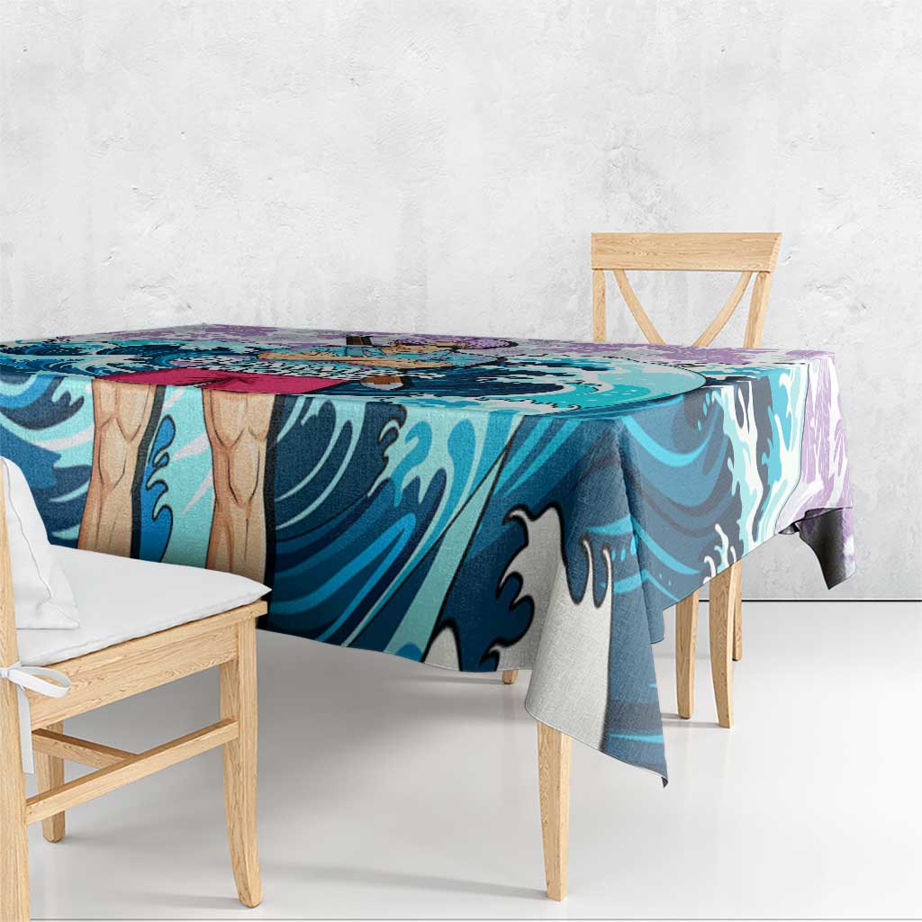 Trunks Dragon Ball Summer Theme Tablecloth with Sword Floral Shirt Sunglasses Shenron and Ocean Wave Background - The Mazicc